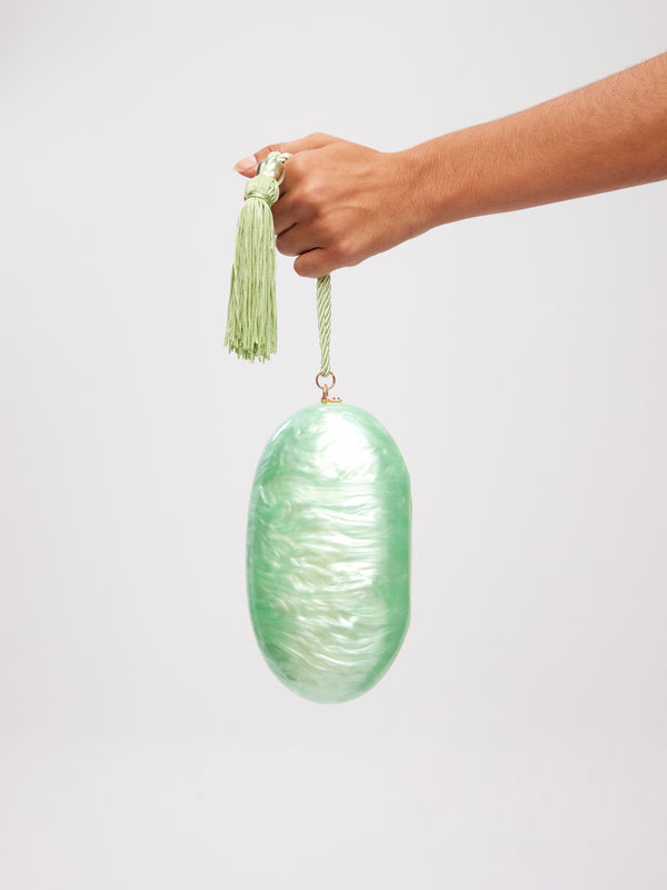 BOMBÓN MENTA - Green mother-of-pearl effect bag