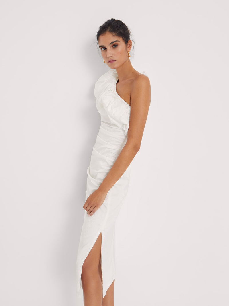 mioh | AVA WHITE - Vestido de novia jacquard blanco