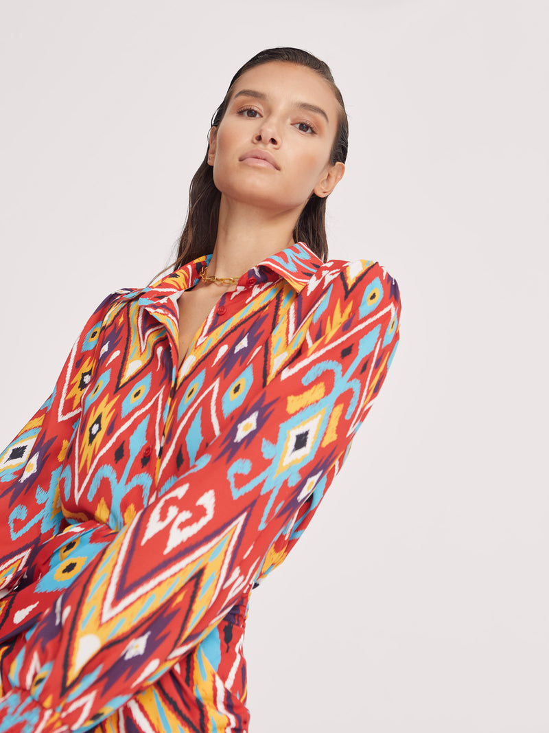 mioh | BETTE - Camisa manga larga estampado ikat