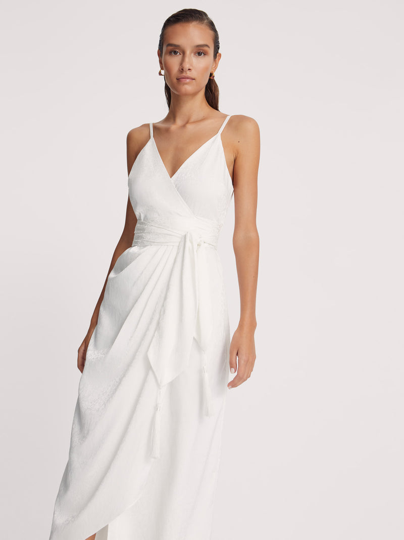 mioh | MONROE WHITE - Vestido de novia wrap Jacquard blanco - SS22