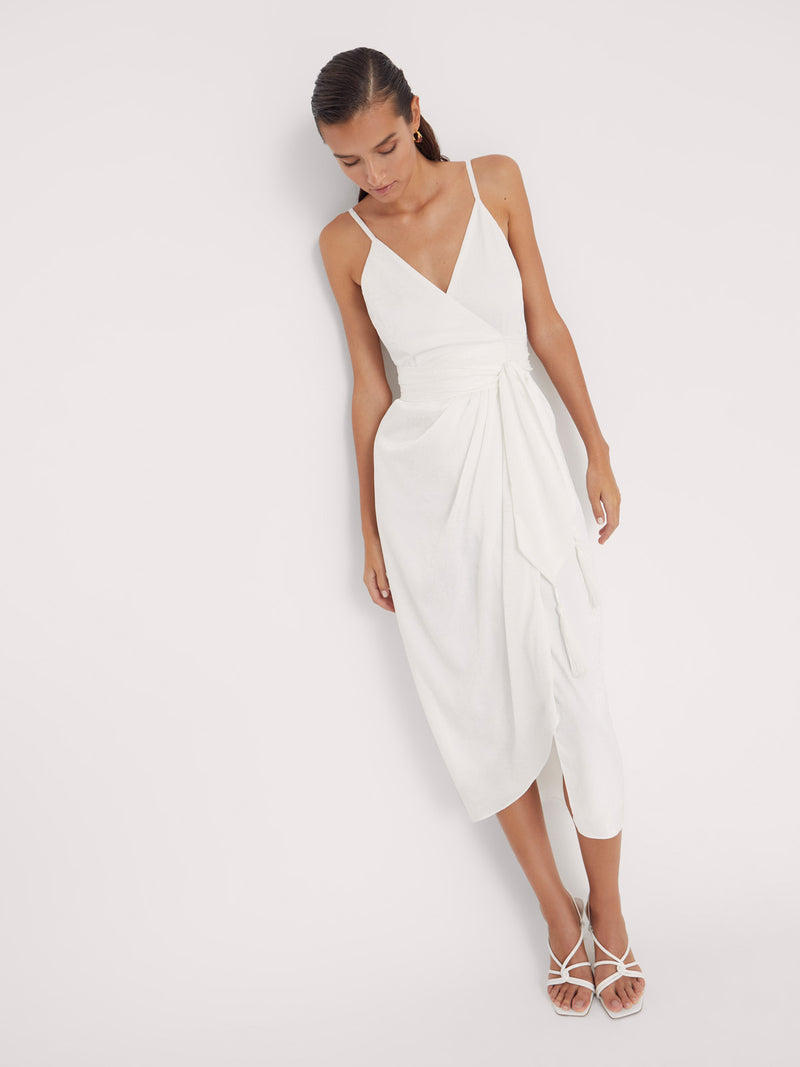 mioh | MONROE WHITE - Vestido de novia wrap Jacquard blanco - SS22