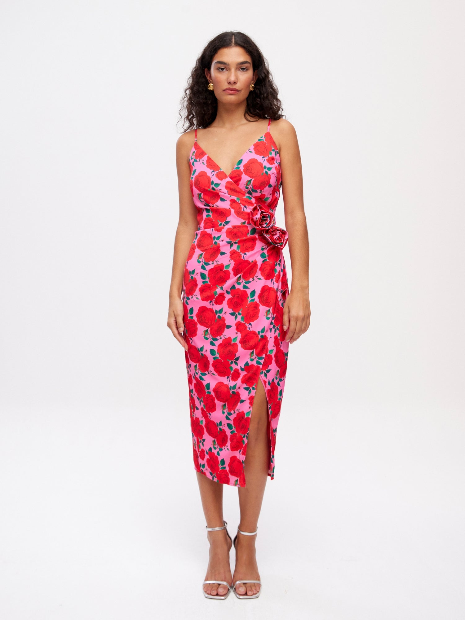 A Frozen Roses Midi Dress
