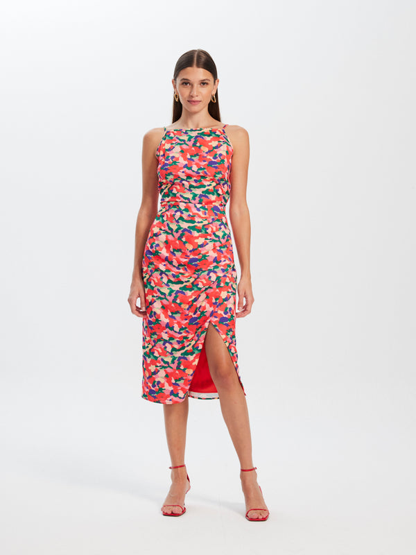 mioh | TELMA SKIRT SUMMER - Conjunto de invitada con estampado multicolor para ser la invitada de boda perfecta esta temporada Primavera Verano 2023. Los conjuntos estampados de falda y top son tendencia SS23 y una de las apuestas para esta temporada de MIOH, la marca española de vestidos de invitada y fiesta más de moda.